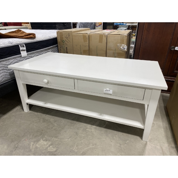 MODERN 48 INCH, 2 DRAWER, WHITE COFFEE TABLE