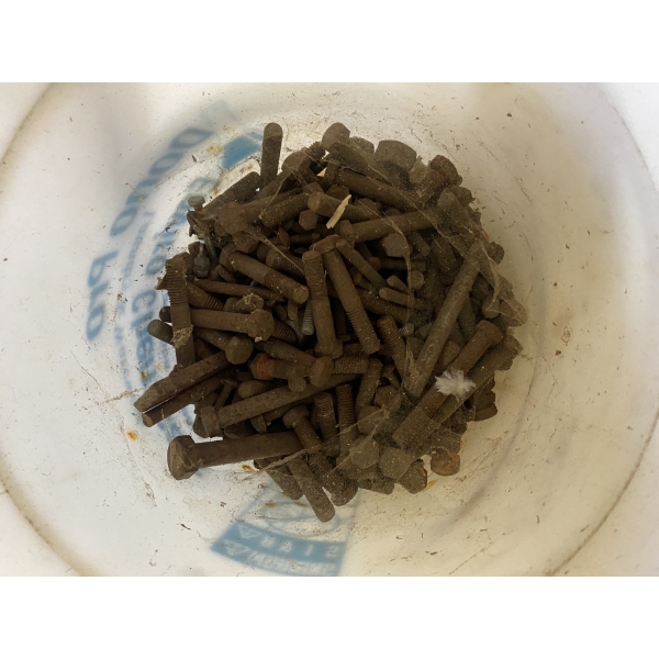 BUCKET OF ASSORTED SIZE BOLTS