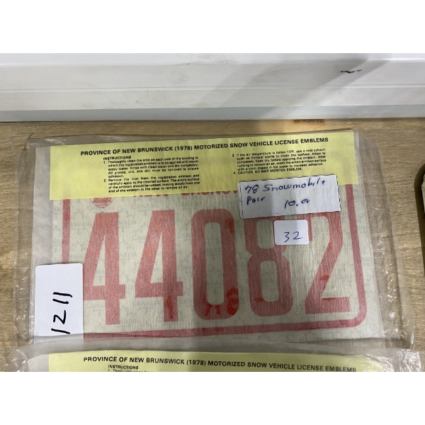 1978 NB SNOWMOBILE LICENSE PLATE