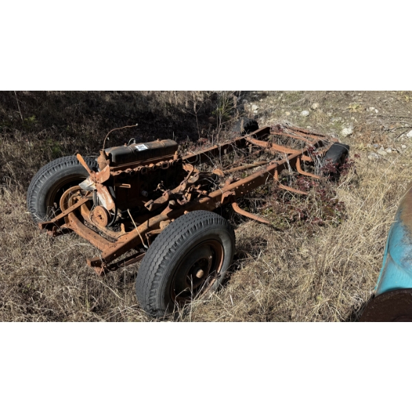 Vintage 1941 Chevy Truck Frame with motor, front end & rear end