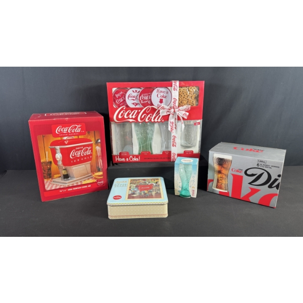 COCA-COLA COOKIE JAR & GLASSES