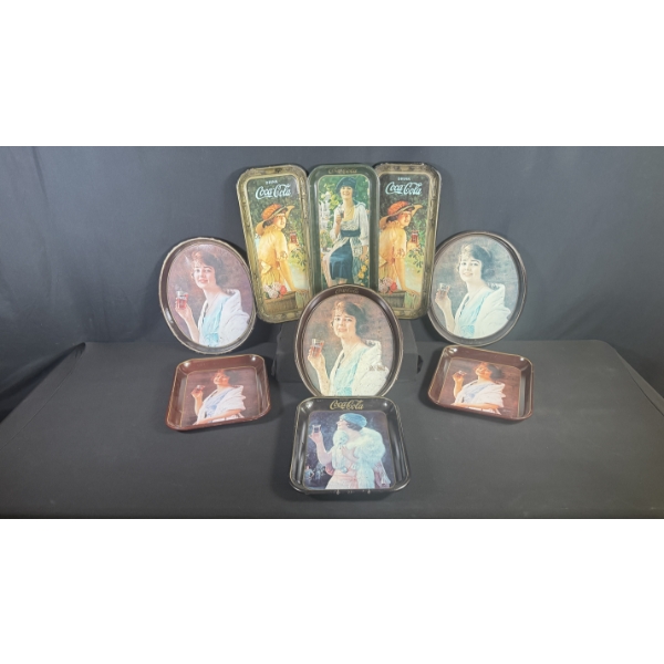 COCA-COLA LADY ADVERTISING TRAYS - FLAPPER & CLASSIC PORTRAIT REPRODUCTIONS