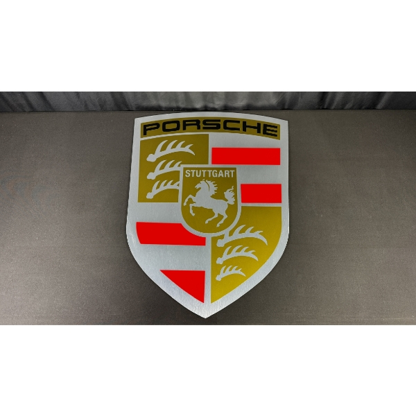 PORSCHE EMBLEM (SILVER&GOLD) SIGN 21" x 28"