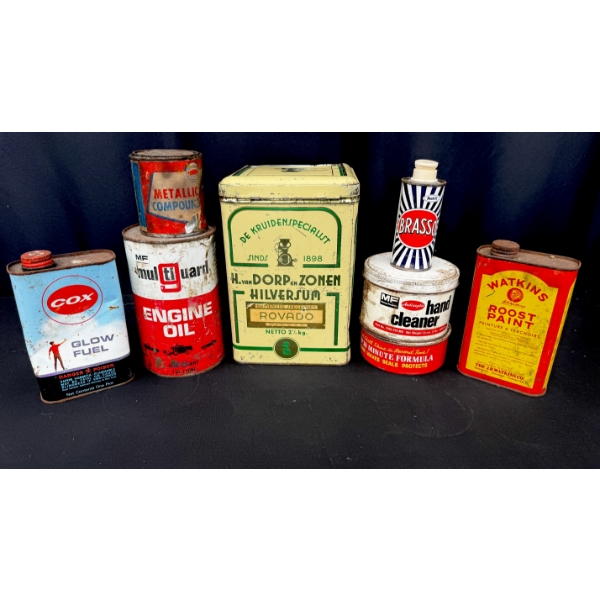 8 ANTIQUE TINS