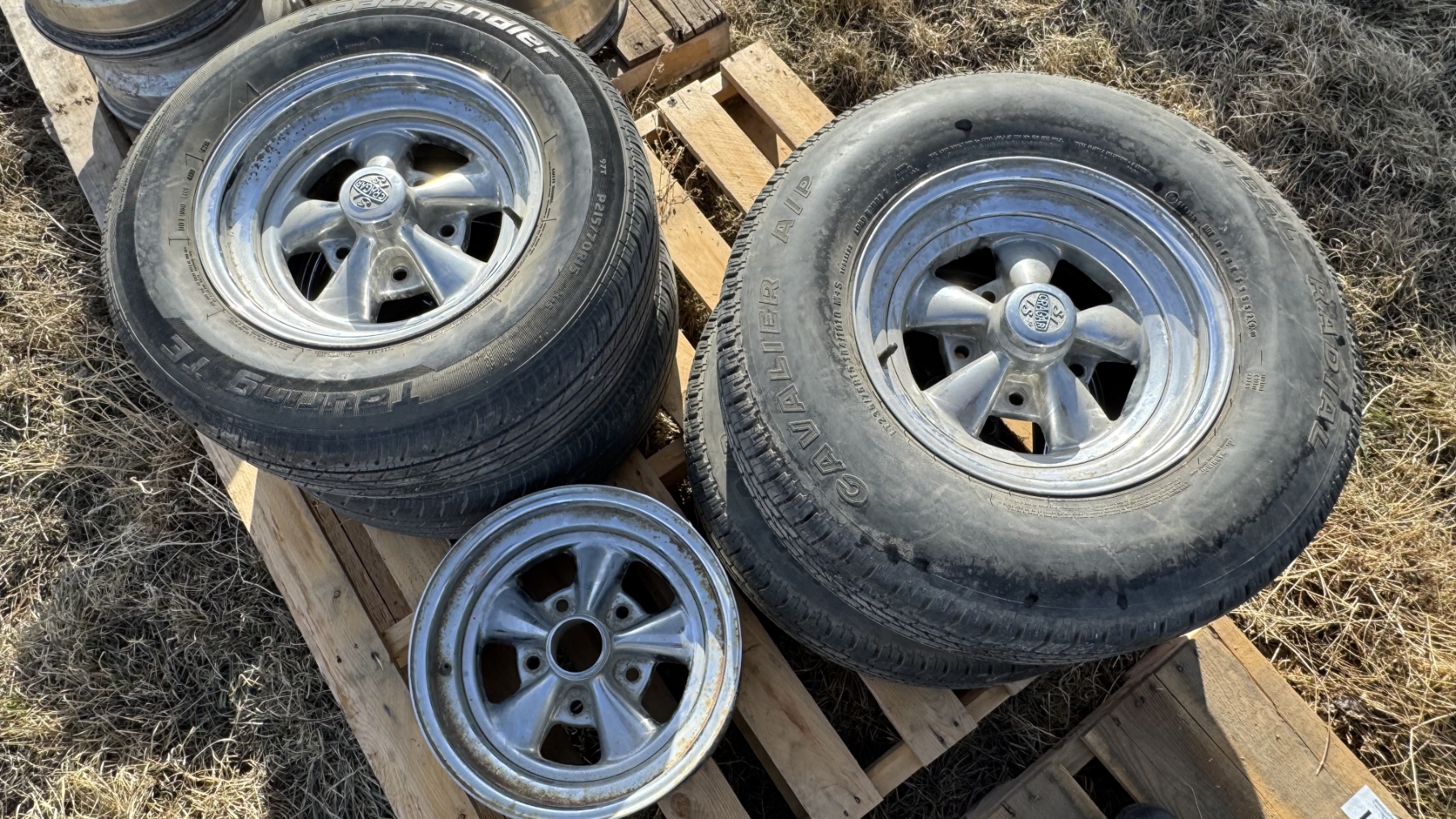15x7 Rims Cyclone Rims 5 of 15x7 Chrome 5-Spoke Rims 2 of 215/70/15 Tires 2 of 235/75/15 Tires