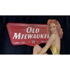 Image 2 : DOUBLE-SIDED VINTAGE OLD MILWAUKEE BEER GIRL SIGN 55" X 28"