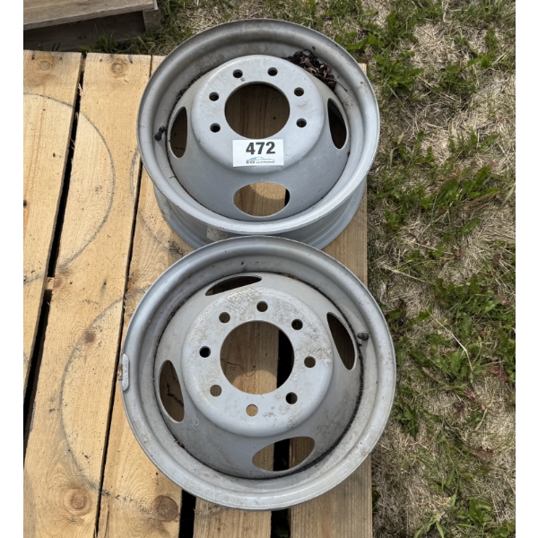 PAIR OF 8-LUG STEEL DUALLY RIMS