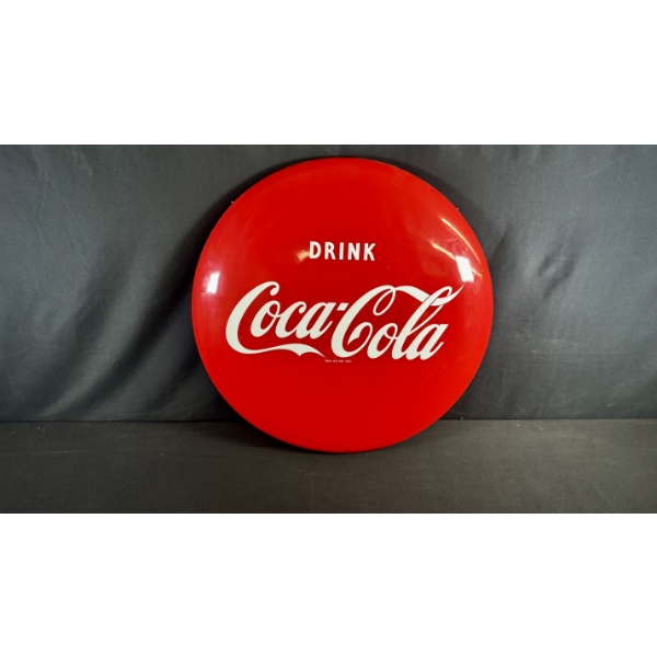 METAL COCA-COLA BUTTON SIGN 2FT X 2FT