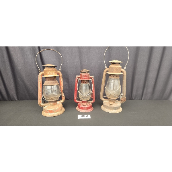 NO RESERVE 3 ANTIQUE BEACON LANTERNS