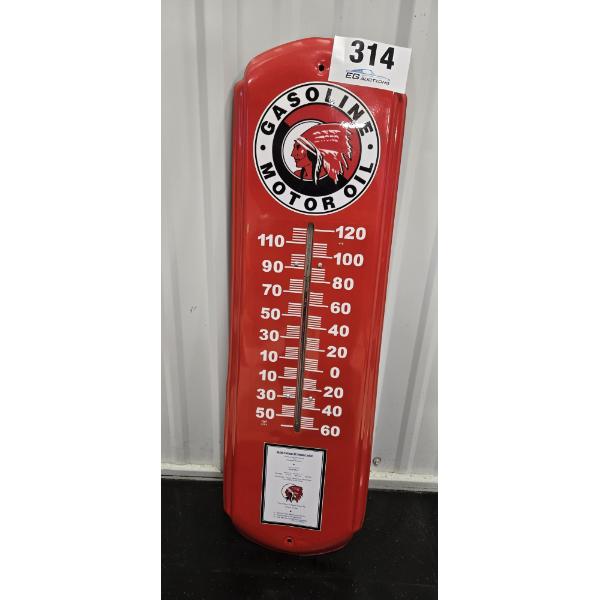 NO RESERVE RED INDIAN MOTOR OIL THERMOMETER 