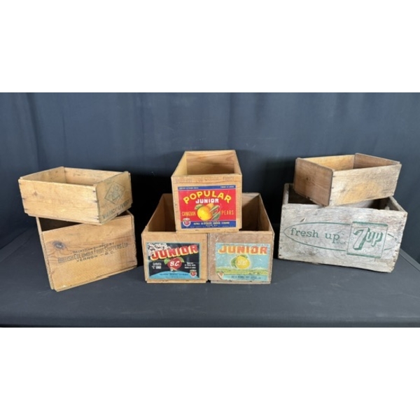 VINTAGE WOODEN FRUIT & SODA CRATES