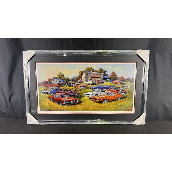 DALE KLEE "GOAT HILL GARAGE" LIMITED EDITION FRAMED PRINT (455/750) 24.5" X 41"
