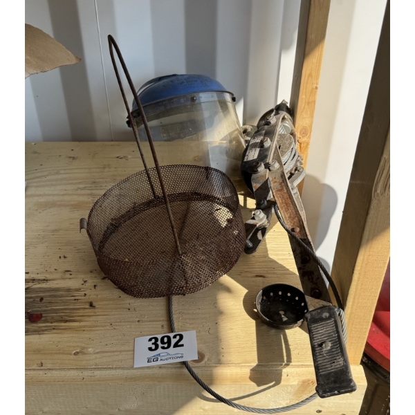 WINCH, SAFETY SHIELD, & METAL BASKET