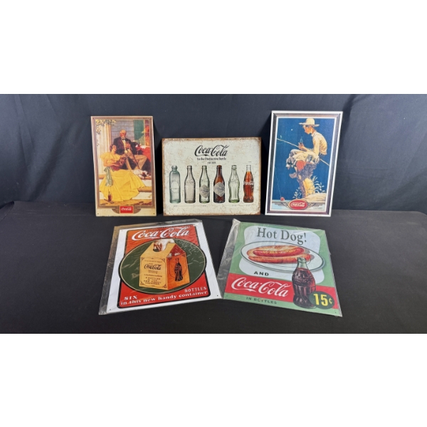 5 COCA-COLA REPRODUCTION ADVERTISING SIGNS 16" X 13"