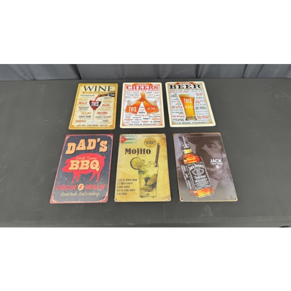 6 SMALL METAL SIGNS 12" X 8"