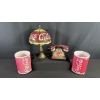 Image 1 : SMALL COCA-COLA TIFFANY STYLE LAMP, TELEPHONE & CAN-STYLE TABLE LAMPS