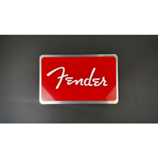 FENDER (RED&SILVER) SIGN 19" x 12"