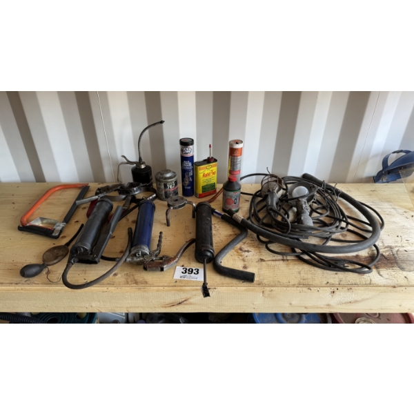 GREASE GUNS, SHOP LIGHTS & OIL CANS