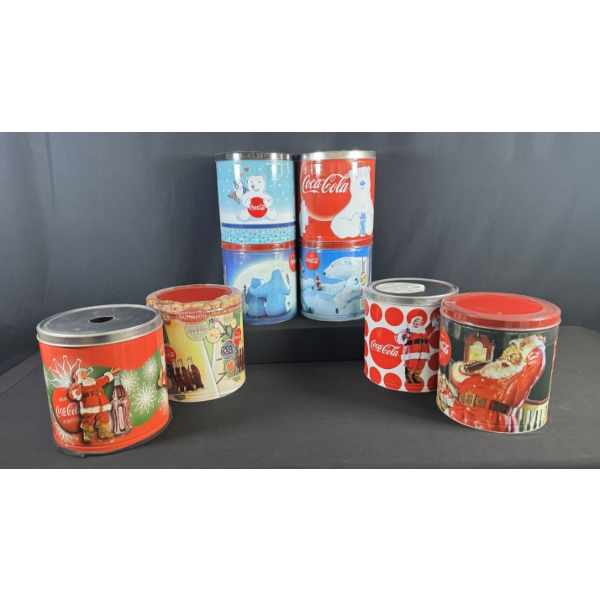 ASSORTED LARGE CHRISTMAS COCA-COLA TINS