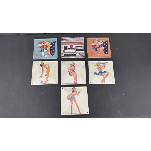 7 SMALL METAL SIGNS 8" X 6"