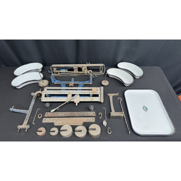 ANTIQUE COMPUTING SCALE, PARTS & WEIGHTS 