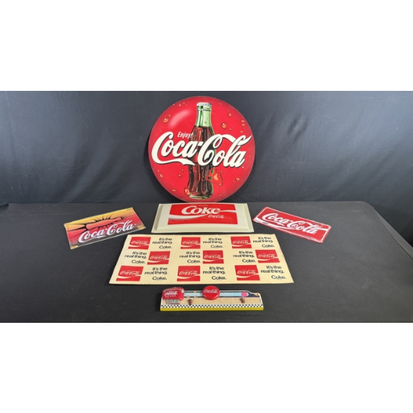 VARIOUS COKE SIGNS & MEMORABILIA 20" X 20"