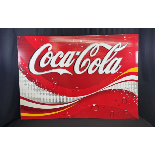 DOUBLE-SIDED CARDBOARD COCA-COLA SIGN 64  X 45  (BOTH SIDES SAME)