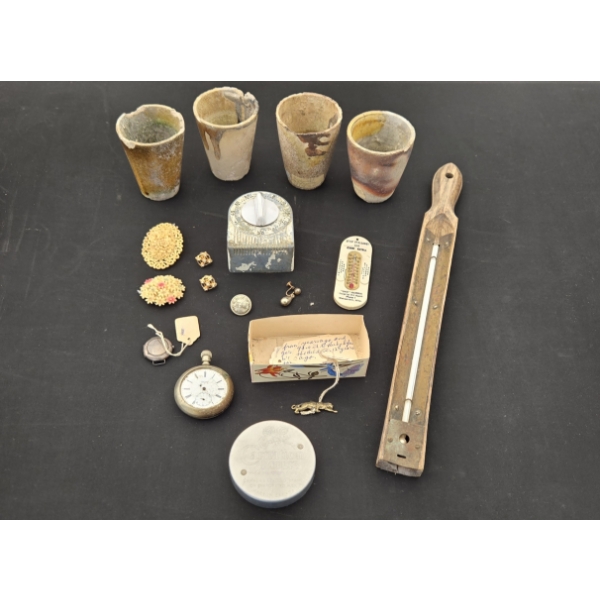 ANTIQUE GOLD AND COPPER SMELTERS & VINTAGE ESSO THERMOMETER