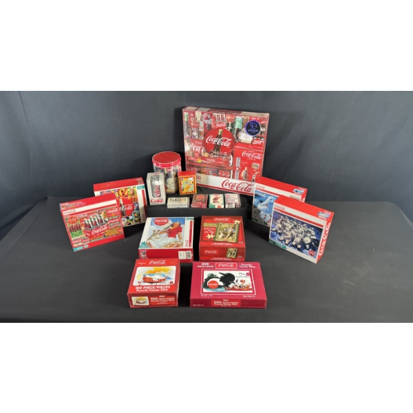 ASSORTED COCA-COLA PUZZLES & PLAYING CARDS