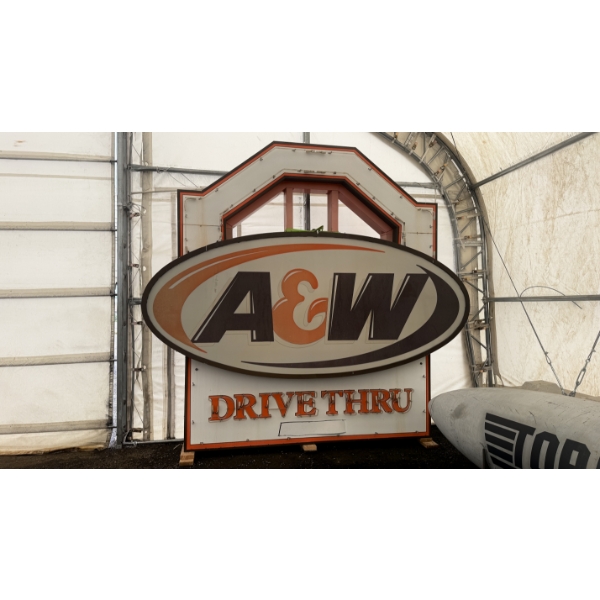 LARGE VINTAGE A&W DRIVE THRU SIGN