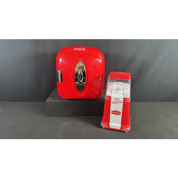 COCA-COLA MINI FRIDGE & HOT AIR POPCORN MAKER