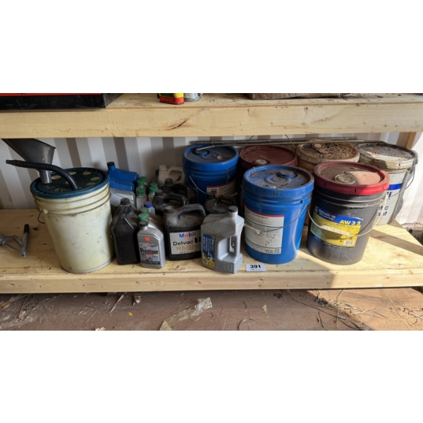 ASSORTED MOTOR OILS, COOLANTS & HYDRAULIC FLUIDS