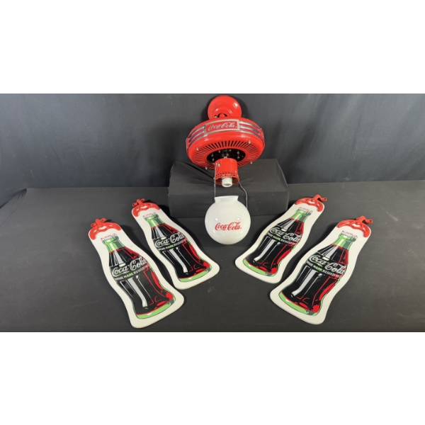 COCA-COLA CEILING FAN WITH BOTTLES BLADES & GLOBE LIGHT SHADE