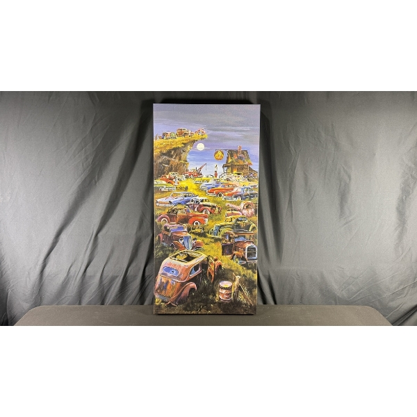 DALE KLEE AUTOMOTIVE JUNYARD SCENE CANVAS PRINT 20" X 40"