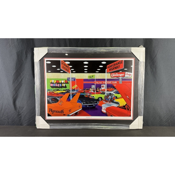 DAVE SNYDER "AUTO SHOW 1970" LIMITED EDITION FRAMED PRINT (151/500) 25" X 33"