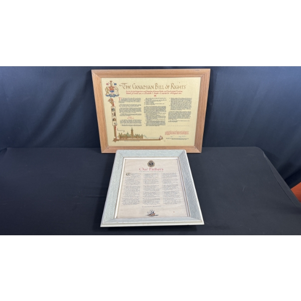 FRAMED CANADIAN BILL OF RIGHTS & NAVAL POEM PRINT