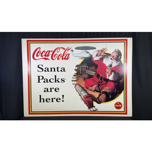 DOUBLE-SIDED CARDBOARD COCA-COLA SIGN 6FT X 51  