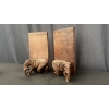 Image 4 : WOODEN ELEPHANT BOOKENDS AND ANTIQUE IRON