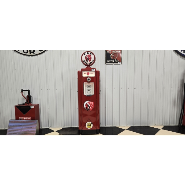 NO RESERVE RED INDIAN GAS PUMP 