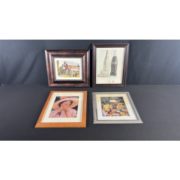4 COCA-COLA FRAMED PRINTS