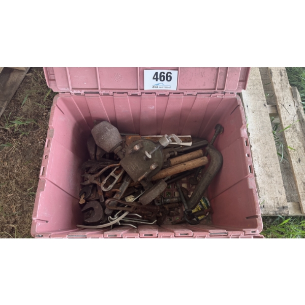 LARGE BIN OF ANTIQUE TOOLS