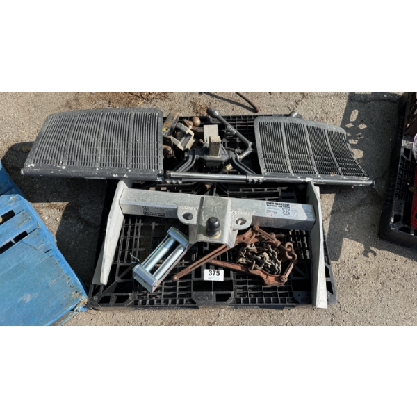 HEAVY-DUTY TRAILER HITCH ASSEMBLY W/ TRAILER STEPS & LOAD BINDERS