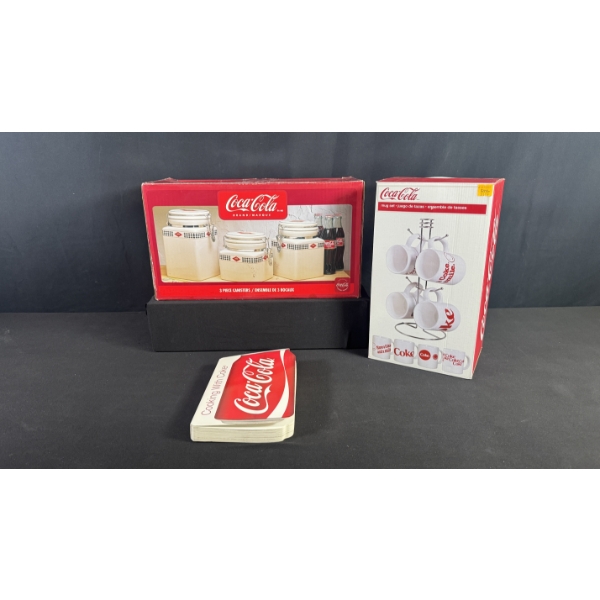 COCA-COLA KITCHENWARE - CANISTERS, MUGS & RECIPE BOOK