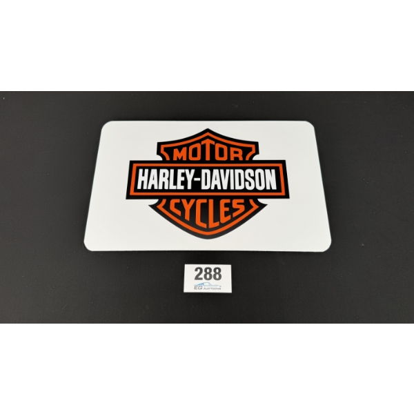 NO RESERVE HARLEY DAVIDSON MOTORCYCLES SIGN 19" X 12"