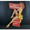 Image 1 : DOUBLE-SIDED VINTAGE OLD MILWAUKEE BEER GIRL SIGN 55" X 28"