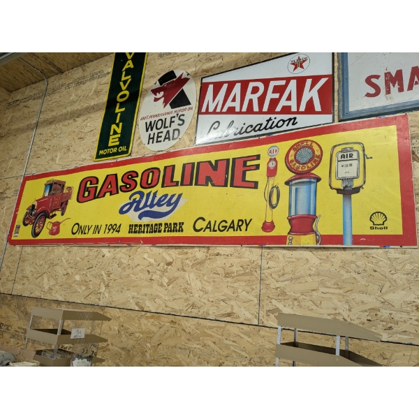 NO RESERVE LARGE RARE GASOLINE ALLEY HERITAGE PARK HEAVY VINYL SIGN