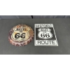 Image 1 : ROUTE 66 METAL SIGN AND ROUTE 66 BOTTLE CAPS SIGN 16"