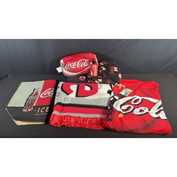 COCA-COLA HOME & LOUNGE LOT - PILLOW, BLANKET, PJ PANTS