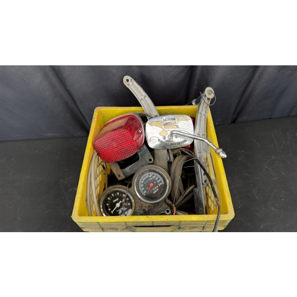 MISC MOTORCYCLE PARTS INCLUDES GAUGES ,TAIL LIGHT 