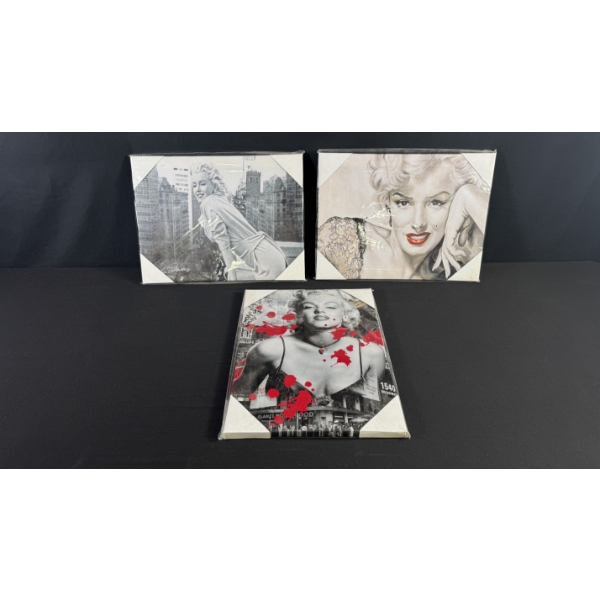 3 MARILYN CANVAS PRINTS 16" X 12"